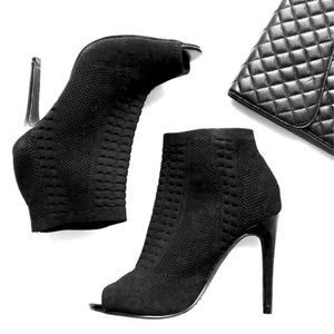 Wild Pair Drama Knit Peep Toe Sock Booties